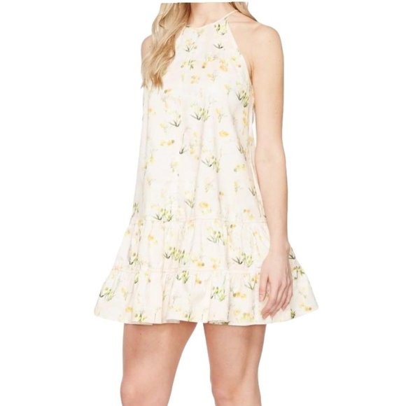 yellow floral halter dress